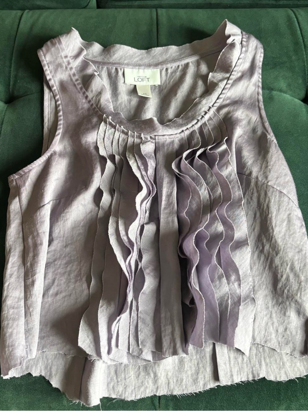 LOFT Lavender Ruffle Front Sleeveless Cropped Blouse